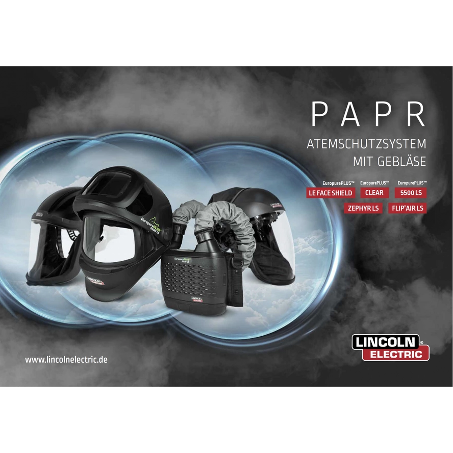 Lincoln Electric Europure Schweissschutz-Helm "Flip up" PLUS 5500 LS Atemschutz-Gebläse